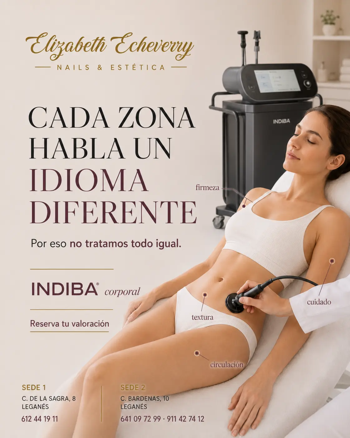 Tratamiento INDIBA corporal en Elizabeth Echeverry, Leganés